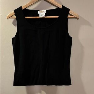 Talbots Black Ribbed Scoop-Neck Tank Top